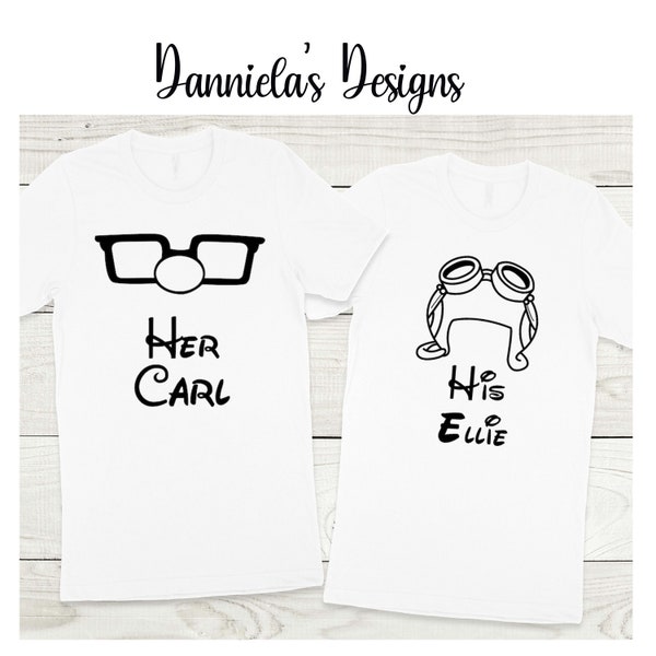 Her carl/ His ellie shirt/ Couple shirts/ Valentine day shirt
