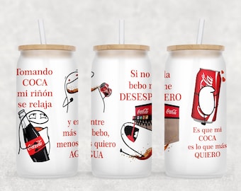 Vaso de vidrio Tomando Coca Flork/ Frosted Glass tumbler diseño nuevo