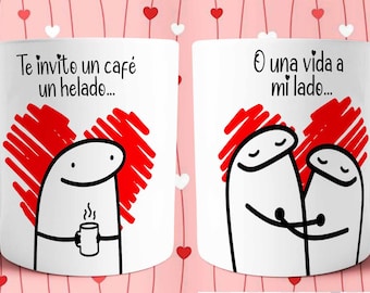 Flork Mugte invito un cafe un helado o una vida a mi lado taza- taza de amor