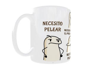 Taza flork necesito pelear. taza pelea