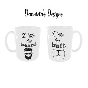 Tazas para parejas- I like his beard- I like her butt mug