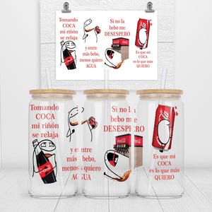 Vaso de vidrio Tomando Coca 2 Flork/ Tasse en verre transparent 16 oz