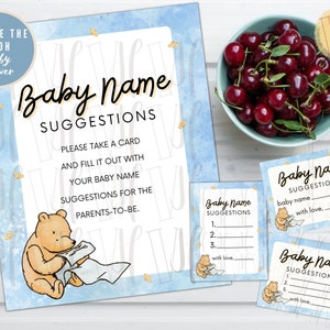 Blau Classic Winnie Puuh Baby Namen Vorschläge und Karten - Instant Download