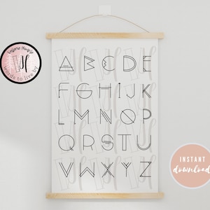 Alphabet Geometric Minimalist Children&#39;s Decor Wall Art | Printable Digital Download