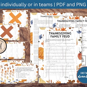 Thanksgiving Family Feud Game Instant Download | PNG PDF Printable to Play Individually or in Teams