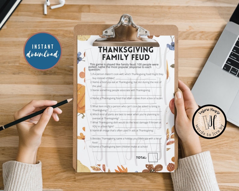 Thanksgiving Family Feud Game Instant Download PNG PDF Printable to