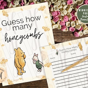 Classic Winnie the Pooh Guess How Many Honeycombs Game - PNG and PDF Instant Download