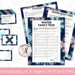 Winter Family Feud Game Instant Download | PNG PDF Printable to Play Individually or in Teams