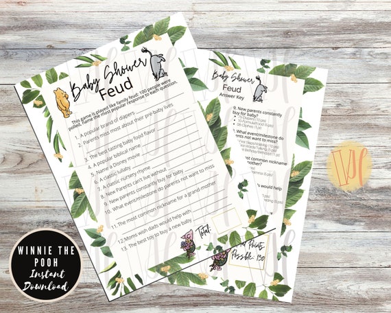 → View on Etsy: Classic Winnie the Pooh Baby Family Feud Shower Game and Answers - Instant Download Classic Winnie the Pooh Baby Family Feud Shower Game and Answers - Instant Download