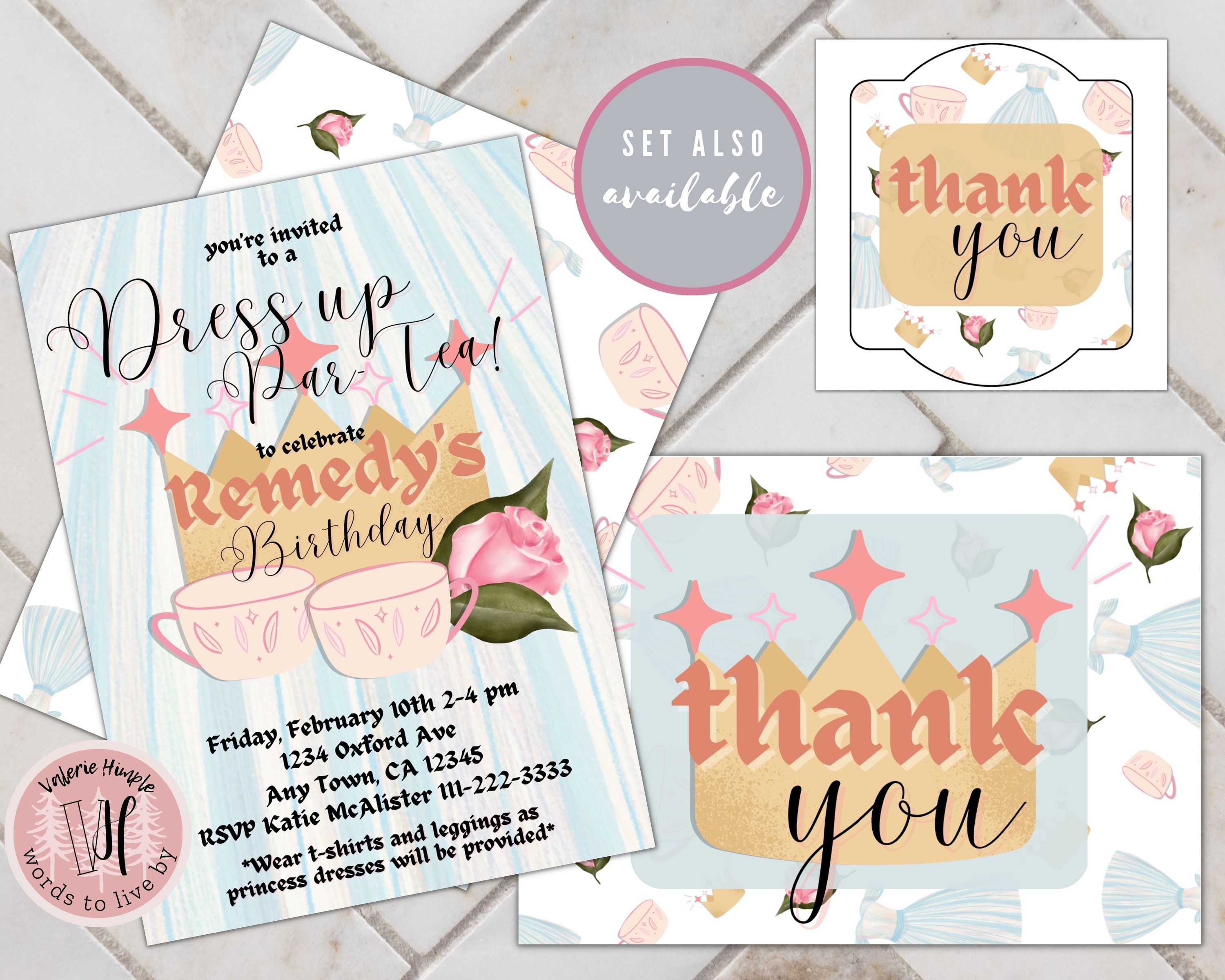 Princess Crowns and Tea Dress up Par-tea Birthday Invitation Canva Editable  Template | Multiple Sizes - Etsy