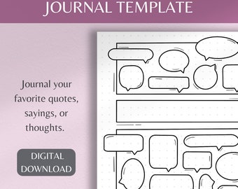 Word Bubble Bullet Journal Template | Quote Journal Page | Printable Bullet Journal | Speech Bubble Doodle | Digital Download