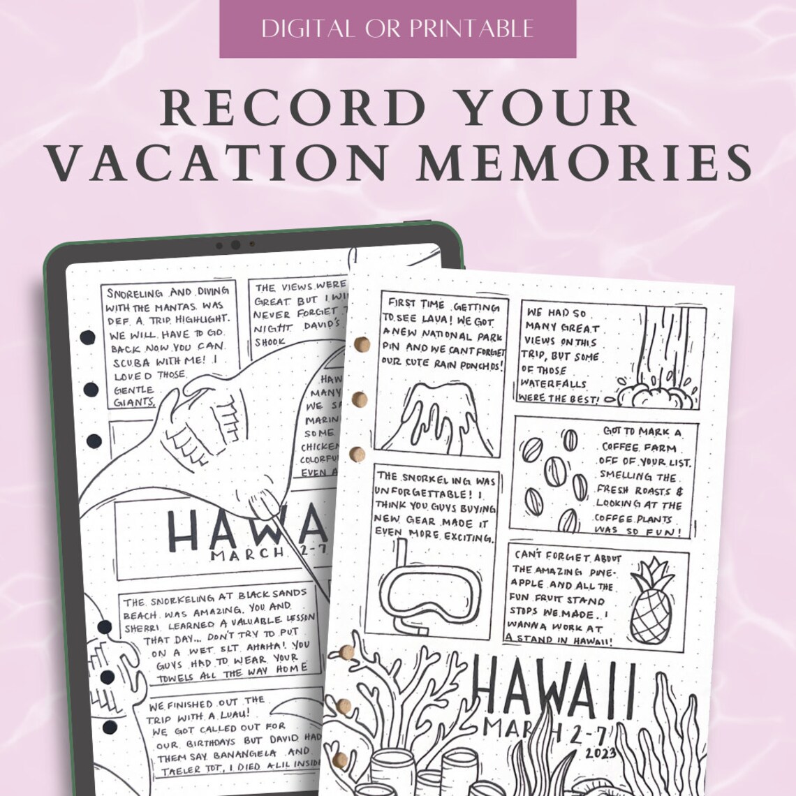 Travel Bullet Journal Printable, Digital Bullet Journal, Bullet Journal ...