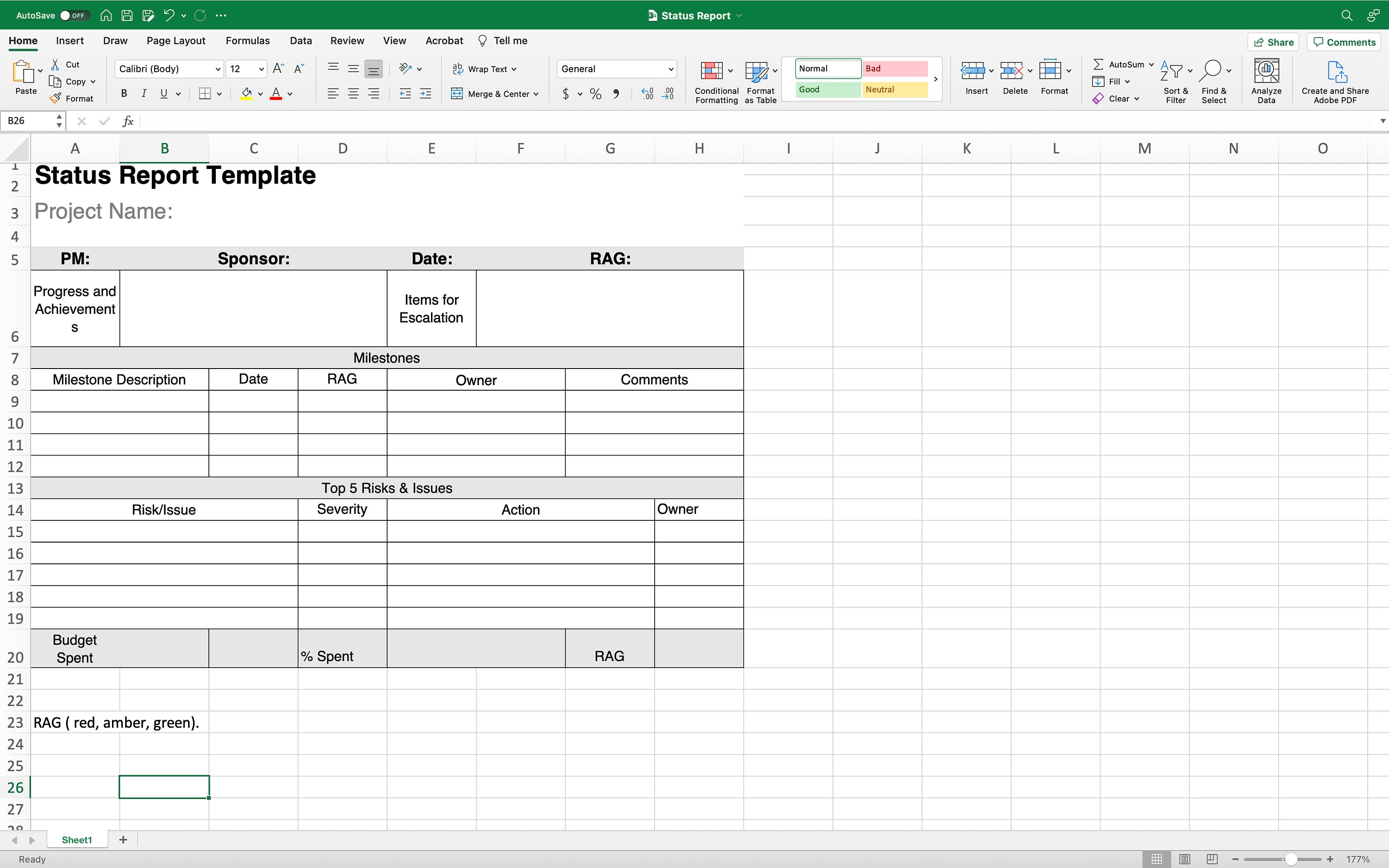 Status Report for Project Management/ Health Check Questionnaire ...