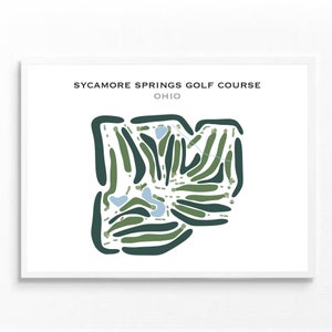 Parcours de golf de Sycamore Springs, OH | Carte du parcours de golf, décoration, cadeau golfeur pour lui, mise en page de la carte de score, cadeau petit ami golfeur, impression d'art sans cadre
