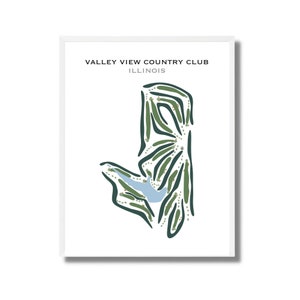 Valley View Country Club, Illinois | Golfbaankaart, golfkaart, golfer cadeau voor hem, scorecardlay-out, cadeau golfer vriendje, kunstdruk INGELIJST
