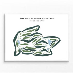 Campo de golf Ole Miss, MS / Mapa del campo de golf, Mapa de golf, Regalo de golfista para él, Diseño de tarjeta de puntuación, Regalo de novio golfista, Impresión artística SIN MARCO