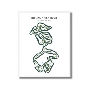 Dismal River Club, Nebraska | Golfbaankaart, golfcadeaus voor papa, golferdecor, golfmuurkunst | Kunstafdruk in aquarelstijl, niet ingelijst