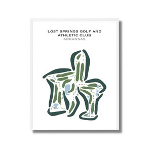 Club de golf et de sport de Lost Springs, AR | Carte du parcours de golf, décoration, cadeau golfeur pour lui, carte de pointage, cadeau petit ami golfeur, impression d'art sans cadre