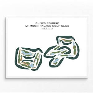 Dunes Course bij Moon Palace Golf Club, Mexico | Golfbaankaart, golfkaart, golfer cadeau voor hem, scorekaartlay-out, kunstprint INGELIJSTE