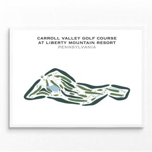 Carroll Valley-golfbaan in Liberty Mountain Resort, Pennsylvania | Kaart golfbaan, golfer cadeau voor hem, cadeau golfer vriendje, kunstdruk INGELIJSTE
