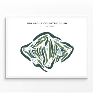 Pinnacle Country Club, IL / Mapa del campo de golf, mapa de golf, regalo de golfista para él, diseño de tarjeta de puntuación, regalo de novio golfista, impresión artística SIN MARCO