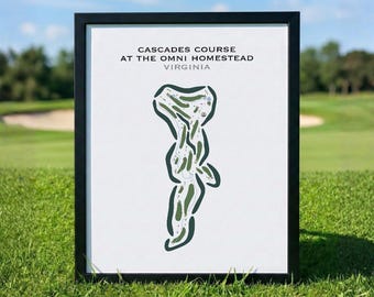 Campo Cascades en Omni Homestead, VA / Mapa del campo de golf, Mapa de golf, Regalo para golfista, Tarjeta de puntuación, Regalo para novio golfista, Lámina decorativa