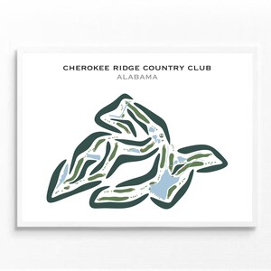 Cherokee Ridge Country Club, Alabama, golfbaankaart, golfkunst voor muur, cadeaus voor een golfer, cadeau voor hem, scorecardlay-out, INGELIJST