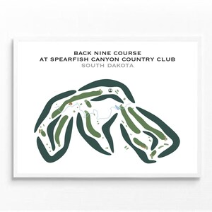 Parcours de neuf retour au Spearfish Canyon Country Club, Dakota du Sud | Carte du parcours de golf, carte du golf, cadeau golfeur pour lui, cadeau golfeur BF, impression d'art sans cadre