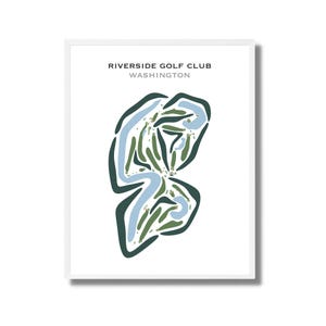 Riverside Golf Club, Washington | Carte du parcours de golf, carte du golf, cadeau golfeur pour lui, mise en page de la carte de score, cadeau petit ami golfeur, impression d'art sans cadre