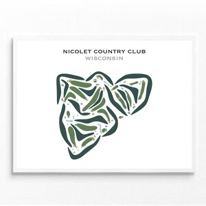 Nicolet Country Club, WI | Kunstdruck, Golf Karte, Golf Karte, Golf Karte, Score Karte, Golf Karte, Kunstdruck UNGERAHMT, für Sie und Ihn