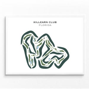 Killearn Club, Florida | Golfbaankaart, golfkaart, golfer cadeau voor hem, scorecardlay-out, cadeau golfer vriendje, kunstdruk INGELIJST