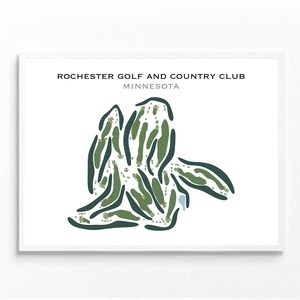 Rochester Golf & Country Club, Minnesota | Golfbaankaart, decor, golfer cadeau voor hem, scorecardlay-out, cadeau golfer vriendje, kunstdruk INGELIJST
