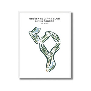 Odessa Country Club Links Course, TX | Golfbaankaart, golfkaart, cadeau golfer, scorecardlay-out, cadeau golfer vriendje, kunstdruk INGELIJST
