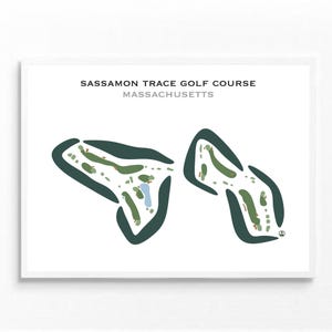 Parcours de golf Sassamon Trace, MA | Carte du parcours de golf, carte du golf, cadeau golfeur pour lui, mise en page de la carte de score, cadeau petit ami golfeur, impression d'art sans cadre
