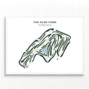 The Olde Farm, Virginie | Carte du parcours de golf, carte du golf, cadeau golfeur pour lui, mise en page de la carte de score, cadeau petit ami golfeur, impression d'art sans cadre