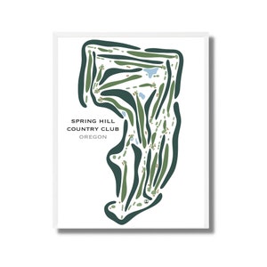 Spring Hill Country Club, Oregon, carte du parcours de golf, impression de golf, décoration d'intérieur de golf, cadeau d'anniversaire, impression d'art style aquarelle sans cadre
