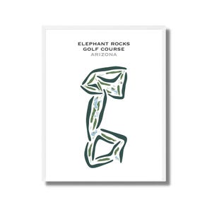 Parcours de golf Elephant Rocks, Arizona | Carte du parcours de golf, carte du golf, cadeau golfeur pour lui, mise en page de la carte de score, cadeau petit ami golfeur, impression d'art sans cadre