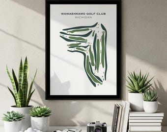 Wawashkamo Golf Club, MI Golf Course Map Wall Art, Golf Map Canvas, Golf Gift For Women, Modern Living Room Wall Poster, Gift For Dad