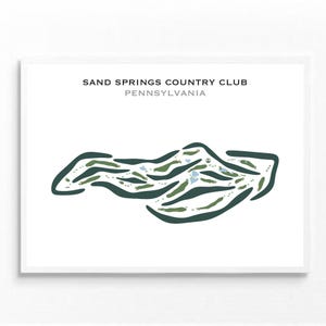 Country Club de Sand Springs, Pennsylvanie | Carte du parcours de golf, carte du golf, cadeau golfeur pour lui, mise en page de la carte de score, cadeau petit ami golfeur, impression d'art sans cadre