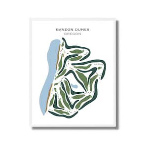 Golf Club Prints- Bandon Dunes Oregon Golf Course Map | Unframed Golf Course Craft | Watercolor Golf Course Layout Prints | Gift For Golfers