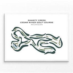 Campo de golf Shanty Creek Cedar River, MI / Mapa del campo de golf, mapa de golf, regalo para golfistas, diseño de tarjeta de puntuación, regalo para novios golfistas, impresión artística SIN MARCO