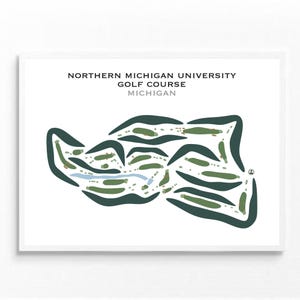 Northern Michigan University Golf Course, Michigan Wall Art | Golf Course Map, Golfer Dad Gift For Him, Golfing Art Prints, Golf Lover Gift