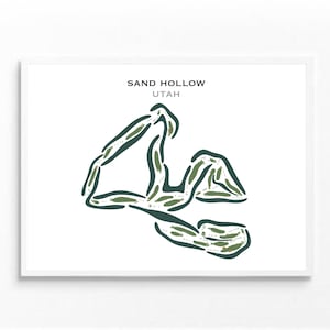 Impresiones de clubes de golf: mapa del campo de golf Sand Hollow, Utah / Hermosos recuerdos de campos de golf / Póster de campos de golf para paredes de oficinas / Regalo para golfistas
