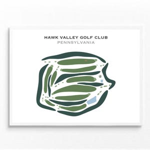 Hawk Valley Golf Club, Pennsylvania | Golfbaankaart, golfkaart, golfer cadeau voor hem, scorecardlay-out, cadeau golfer vriendje, kunstdruk INGELIJST
