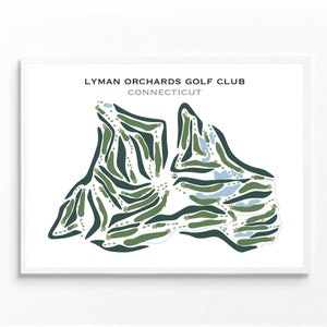 Lyman Orchards Golf Club, CT | Golfbaankaart, golfkaart, golfer cadeau voor hem, scorecardlay-out, cadeau golfer vriendje, kunstdruk INGELIJST