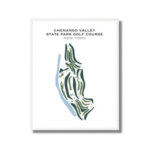 Chenango Valley State Park-golfbaan, New York | Golfbaankaart, golfkaart, scorecardlay-out, cadeau golfer vriendje, kunstdruk INGELIJSTE