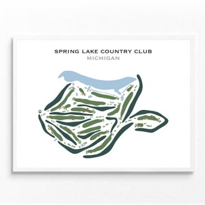 Spring Lake Country Club, Michigan, carte du golf, impressions d'art de golf, décoration d'intérieur de golf, impression d'art de golf, impression d'art style aquarelle sans cadre