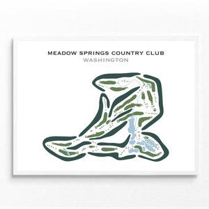 Country Club de Meadow Springs, Etat de Washington | Carte du parcours de golf, décoration, cadeau golfeur pour lui, mise en page de la carte de score, cadeau petit ami golfeur, impression d'art sans cadre