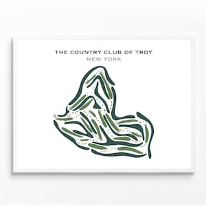 El Country Club de Troy, Nueva York / Mapa del campo de golf, mapa de golf, regalo de golfista para él, diseño de tarjeta de puntuación, regalo de novio golfista, impresión artística SIN MARCO