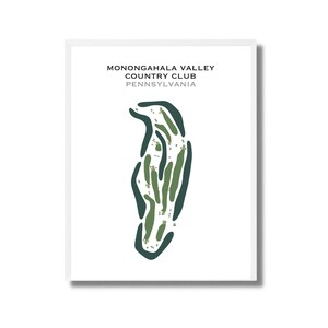 Monongahela Valley Country Club, Pennsylvania | Golfbaankaart, golfer cadeau voor hem, scorecardlay-out, cadeau golfer vriendje, kunstdruk INGELIJSTE